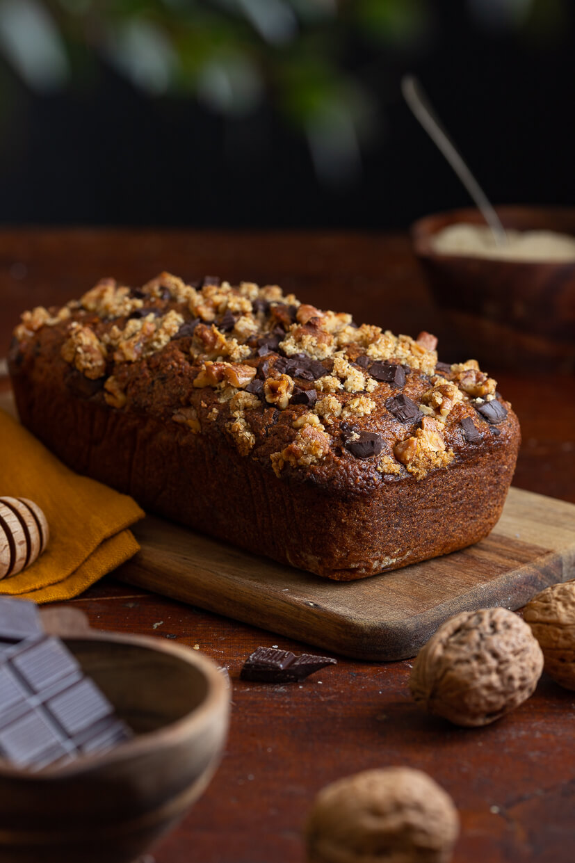 banana bread al cioccolato noci e crusca d'avena